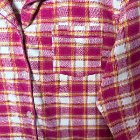 Sundance Women's Pink Plaid Cotton Flannel Pajama Top size L - Picture 7 of 10